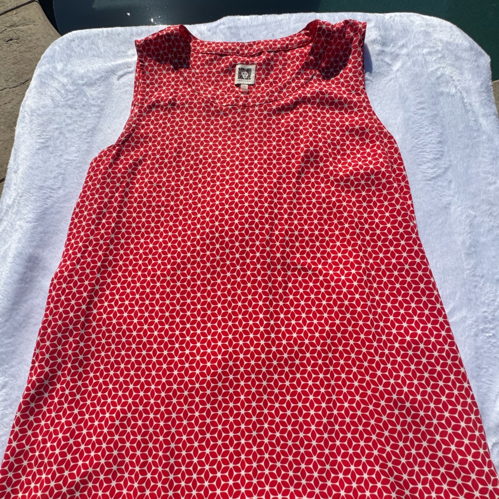 Anne Klein Red and White Patterned women's Shirt